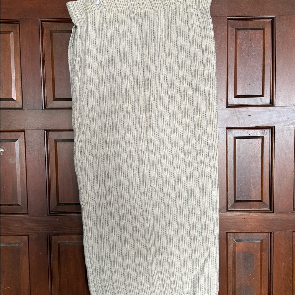Eileen Fisher Cream and Gray Striped Pencil Skirt